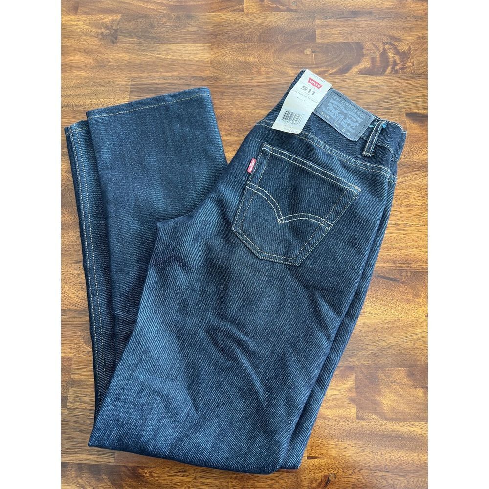 Levi's 511‎ Slim Fit Slightly Tapered Dark Denim Jeans Size 14 (27 x 27) NWT